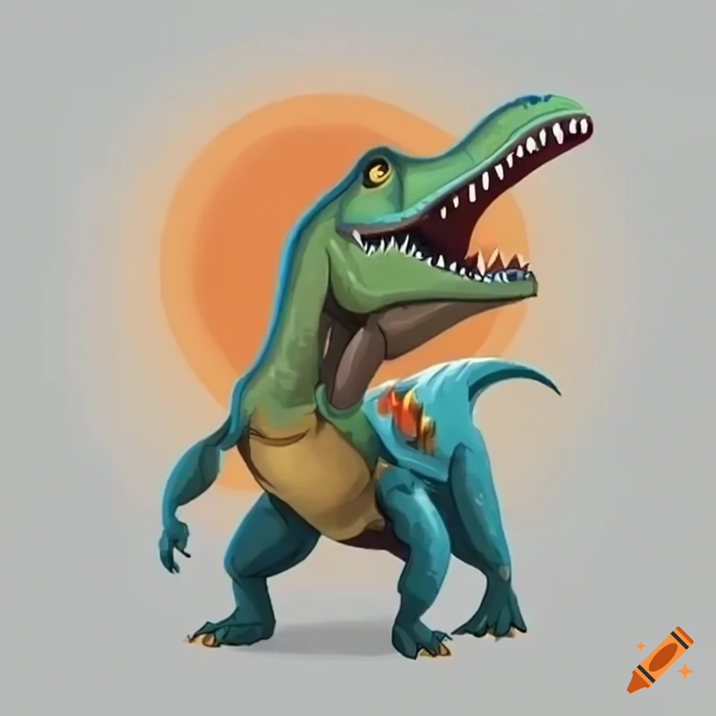 cartoon image of heroic dinosaurs