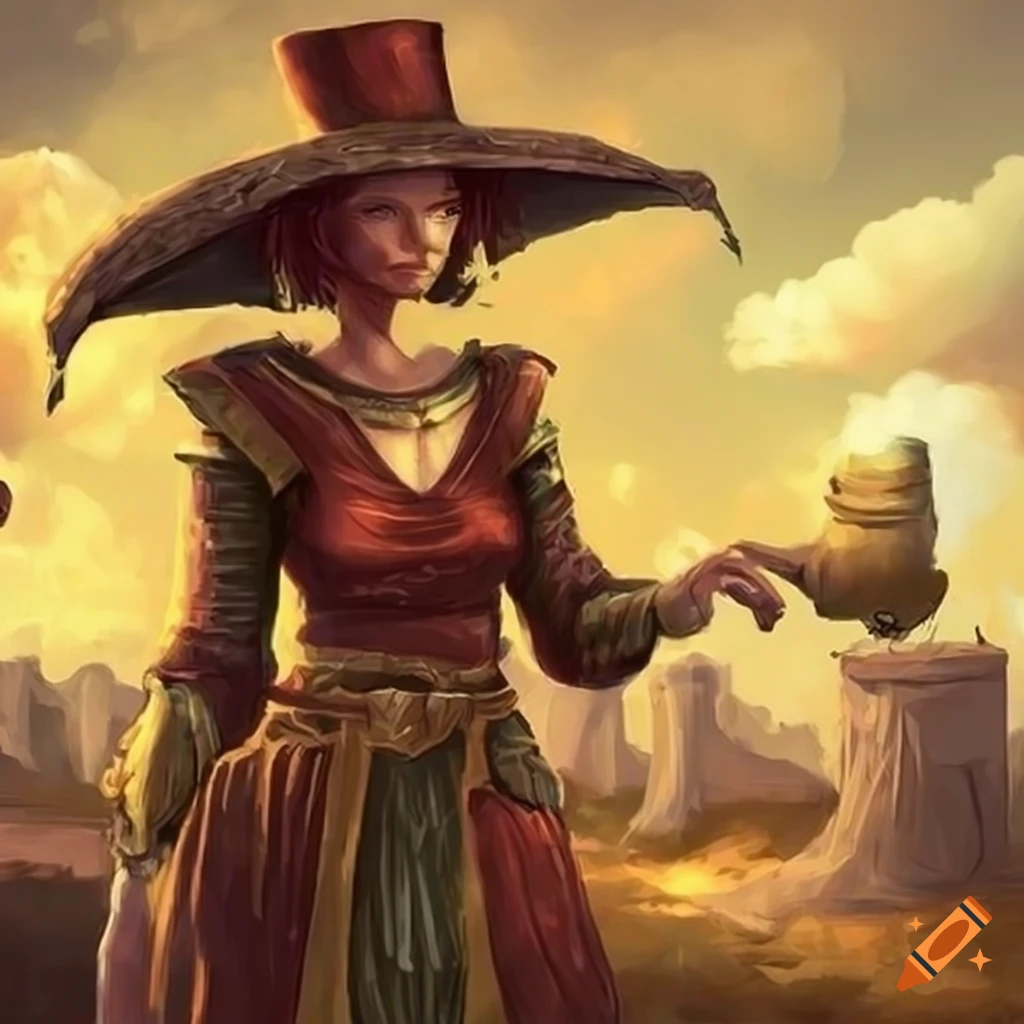 fantasy art of an official examining an ancient artifact