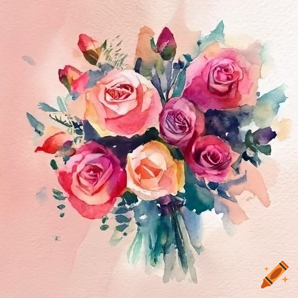 Watercolor painting of a bouquet of roses