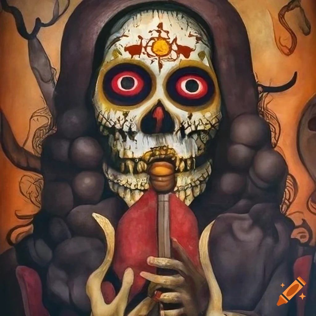 lithograph artwork of Santa Muerte Voodoo Loa