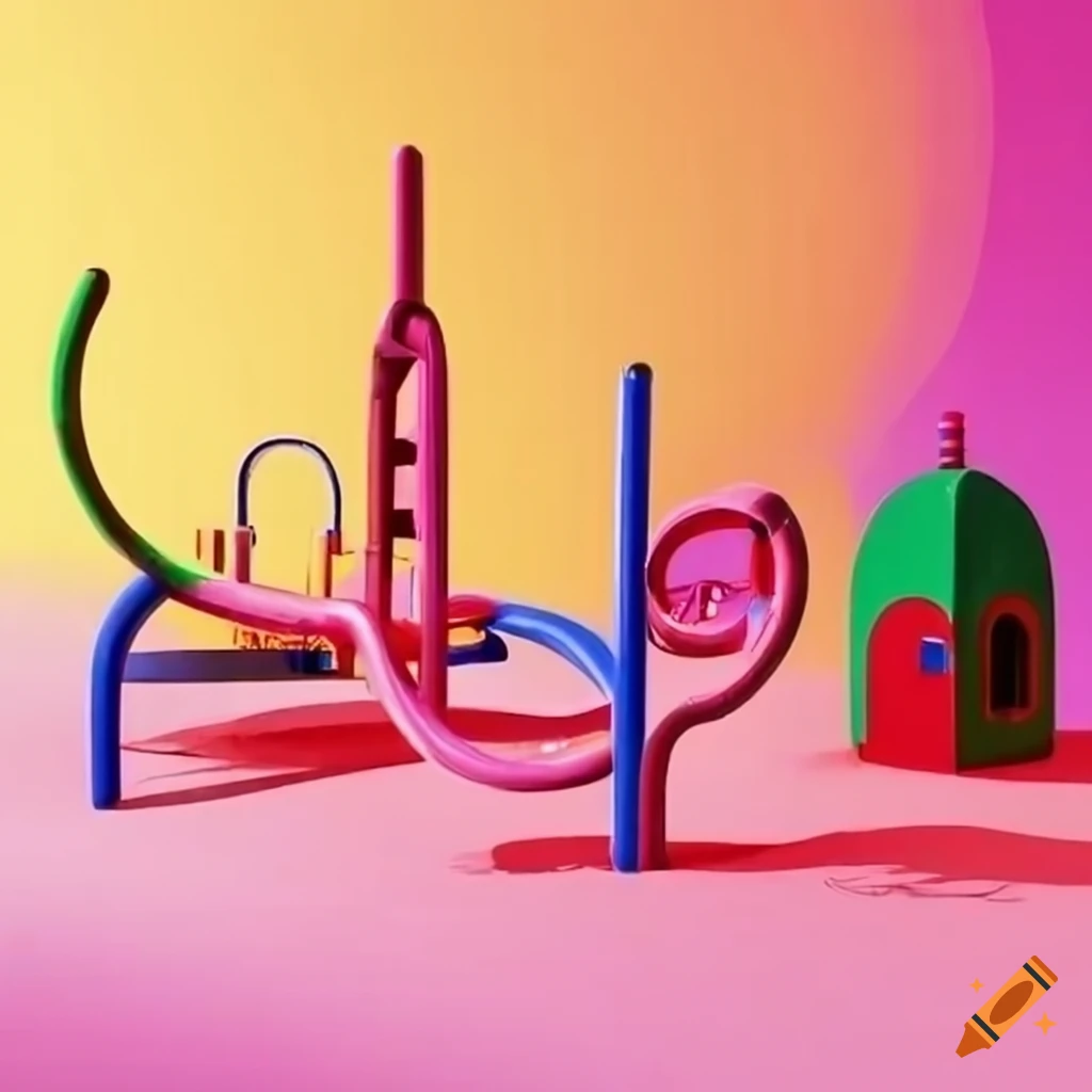 surrealistic and colorful playground structures