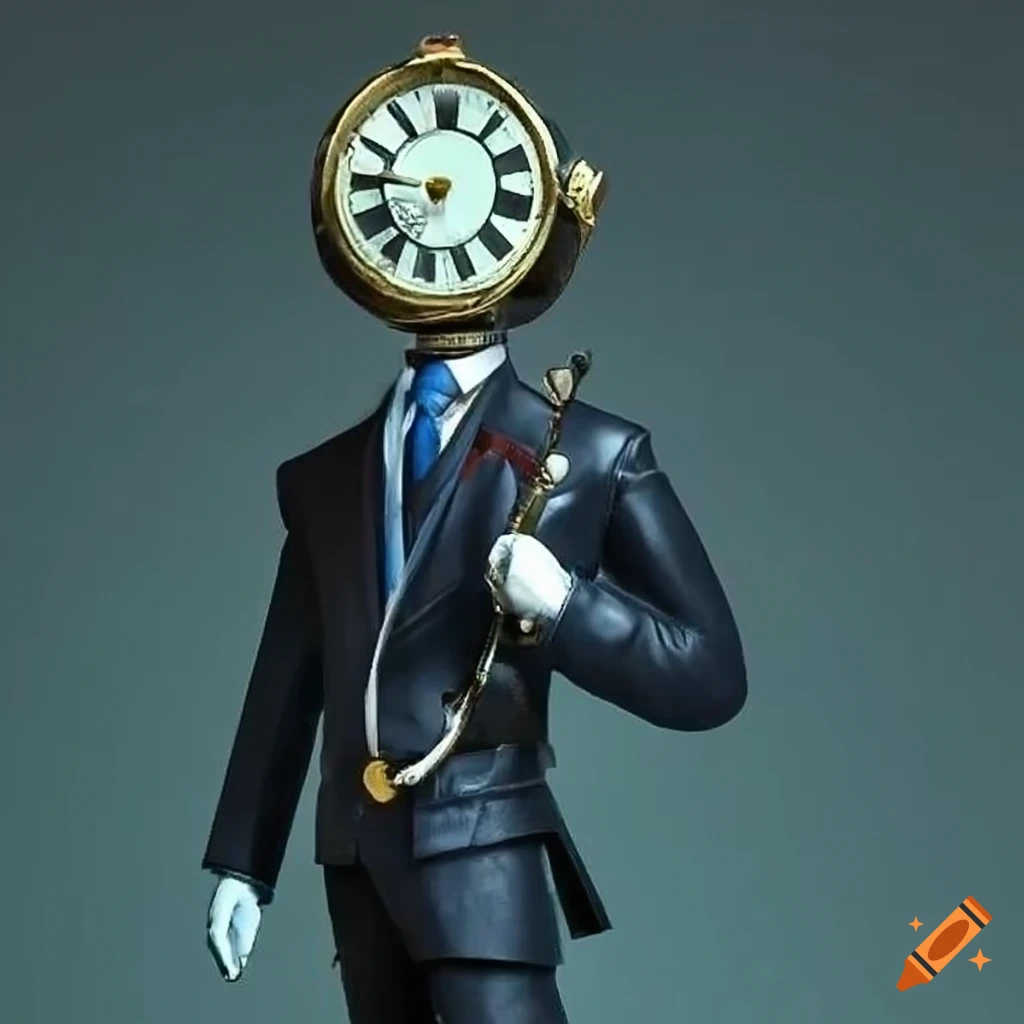 Clockhead figure wearing a suit