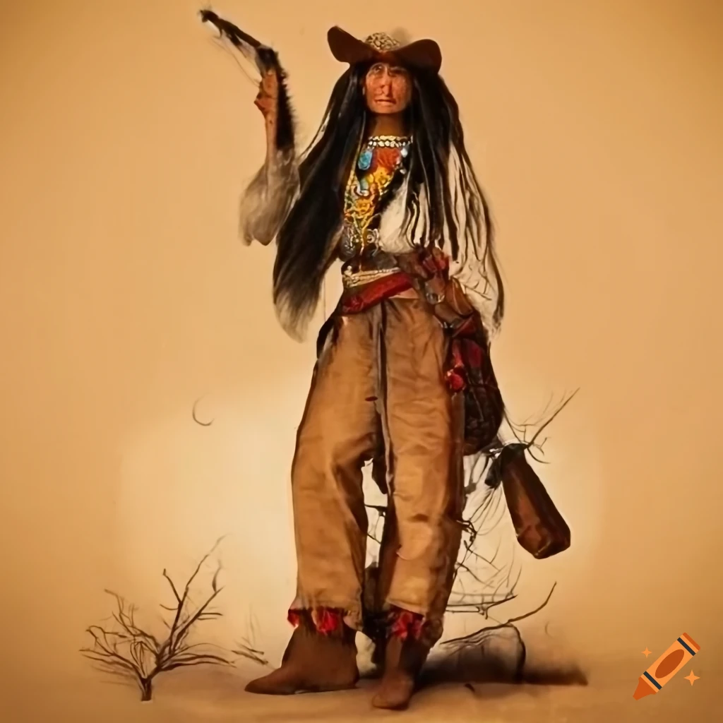 portrait of a Native American cowgirl from the 1870s