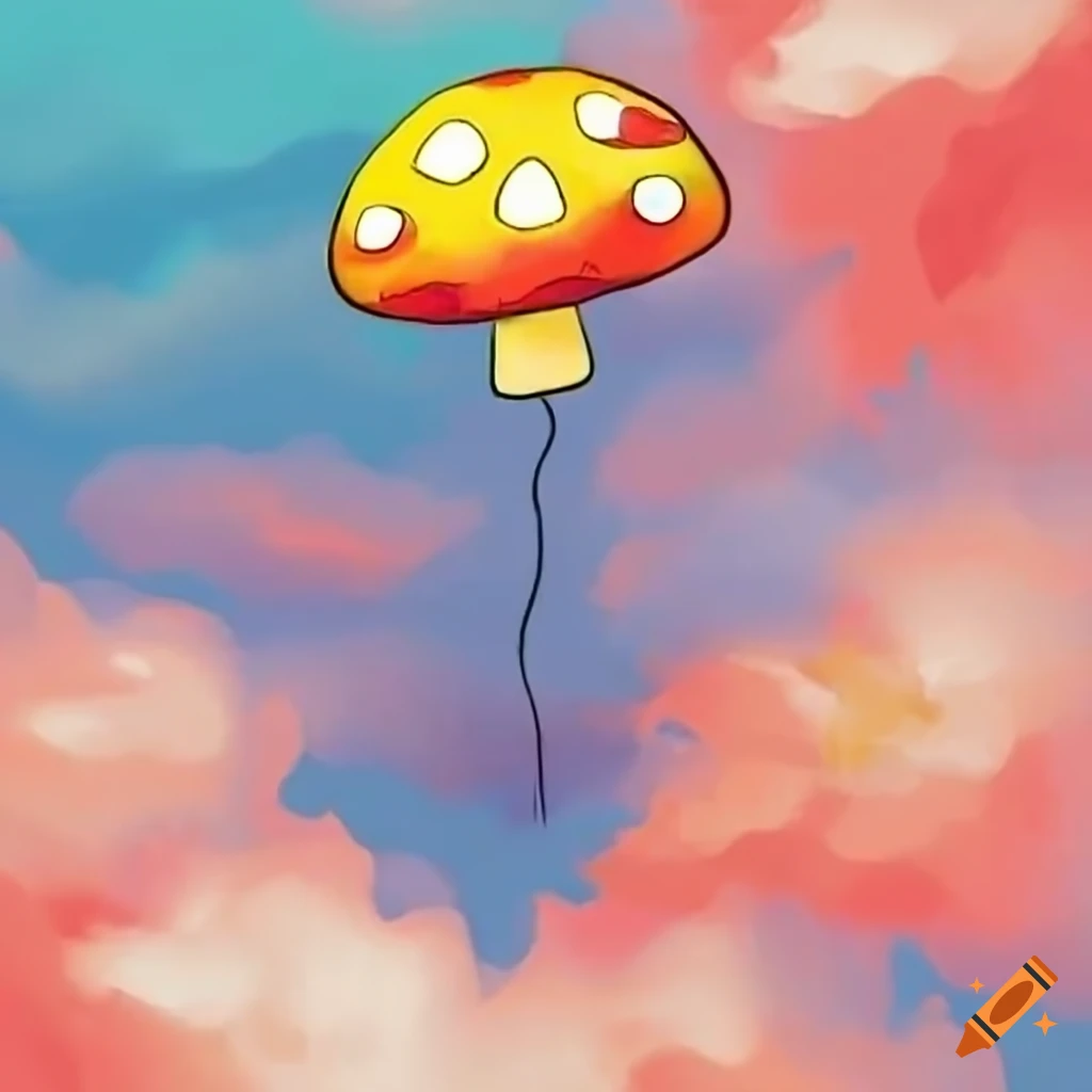 colorful mushroom balloon in the sky