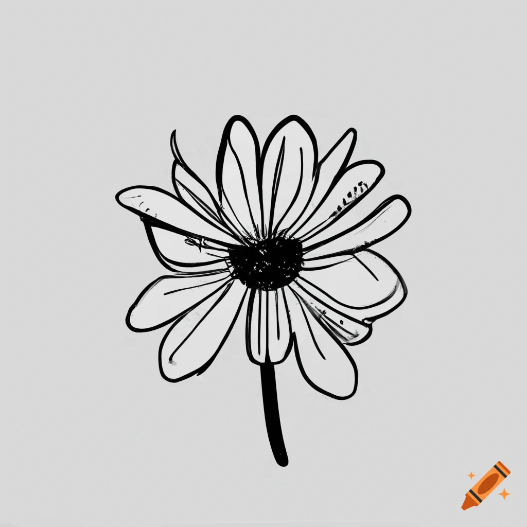 black and white hand-drawn wildflower