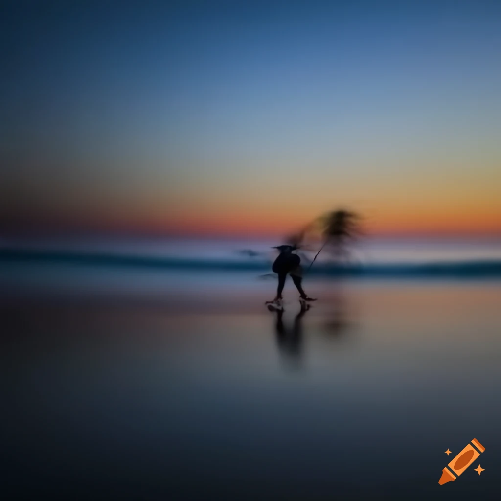 unfocused and focused person on the beach