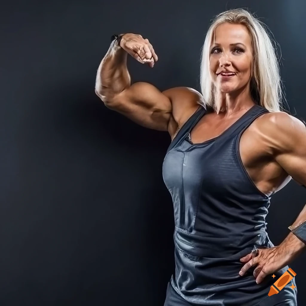 A strong muscle girl with large biceps on Craiyon