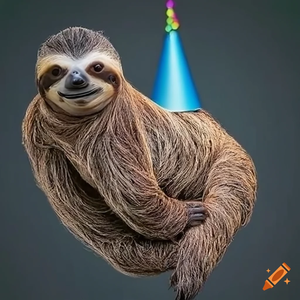 funny sloth enjoying a party
