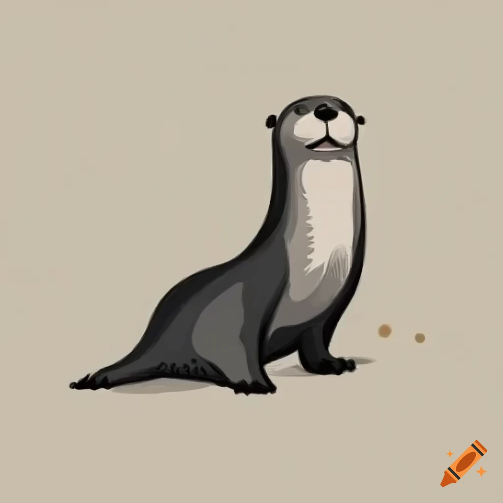 art deco style sketch of an otter