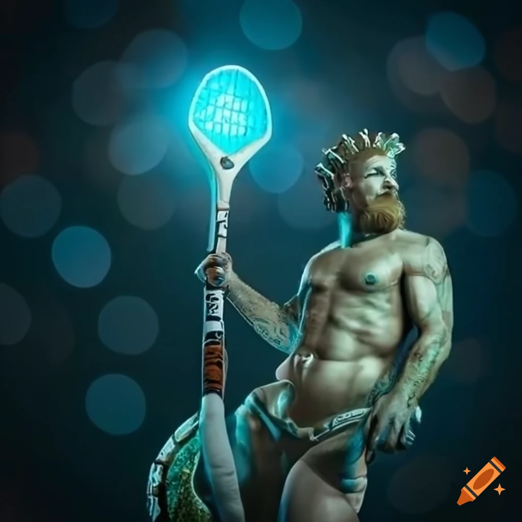 Triton the god playing padel