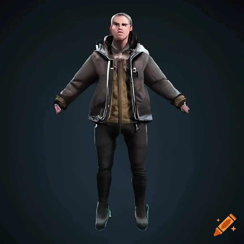 Photorealistic vr chat avatar wearing a jacket