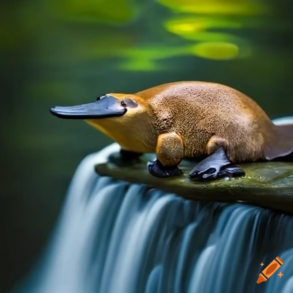 cute platypus in a waterfall