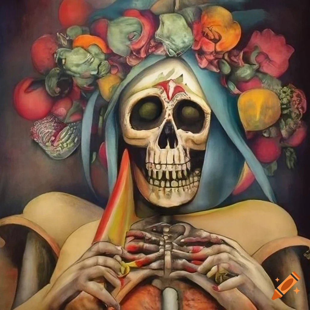 lithograph artwork of Santa Muerte Voodoo Loa