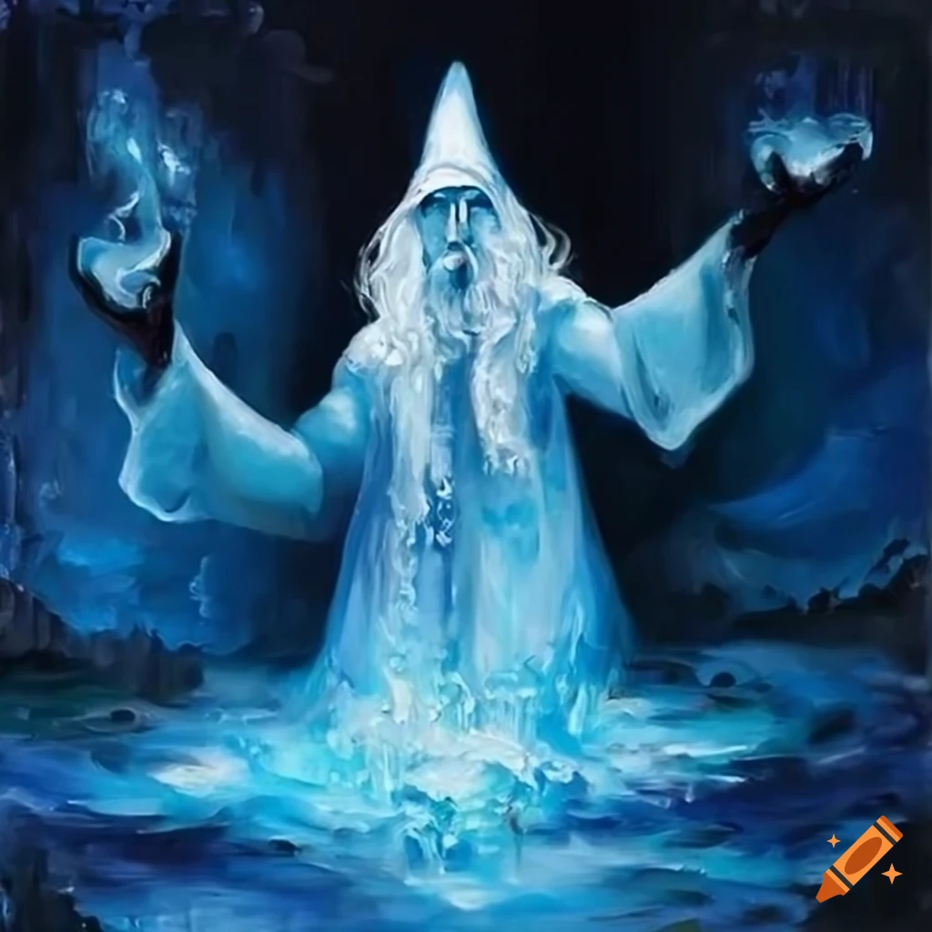 Oil painting of a wizard casting a spell on Craiyon