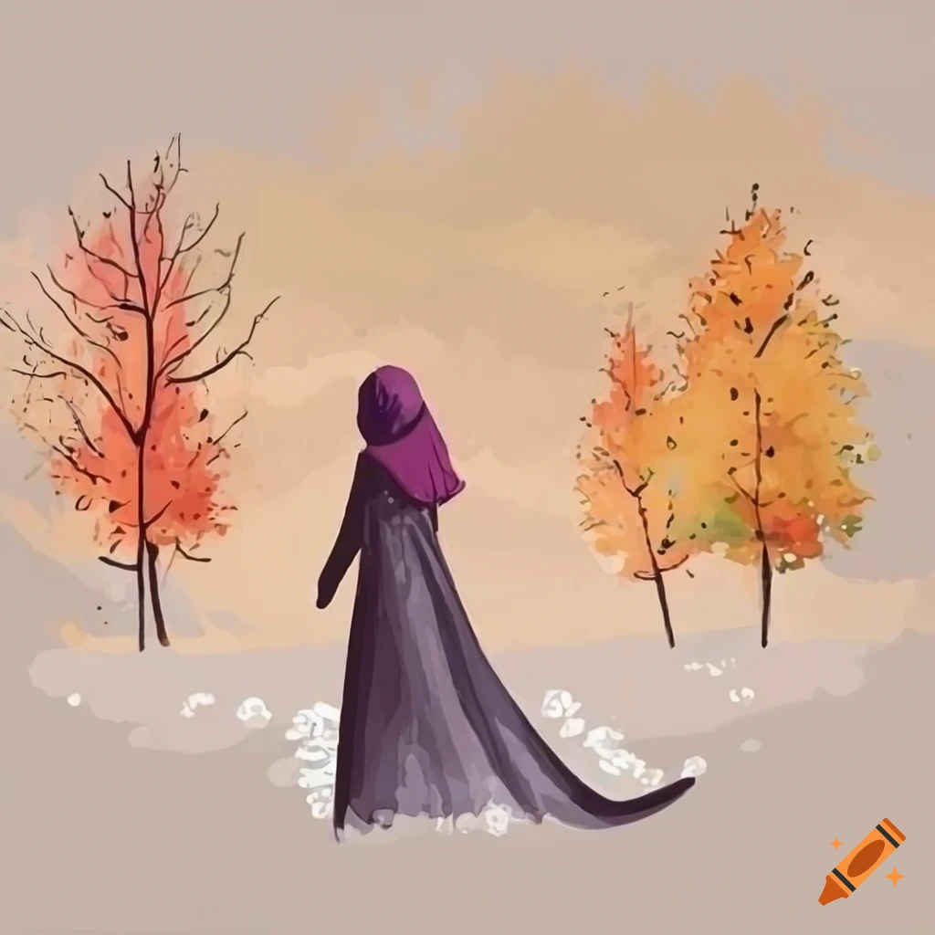 Watercolor portrait of a girl wearing hijab on Craiyon