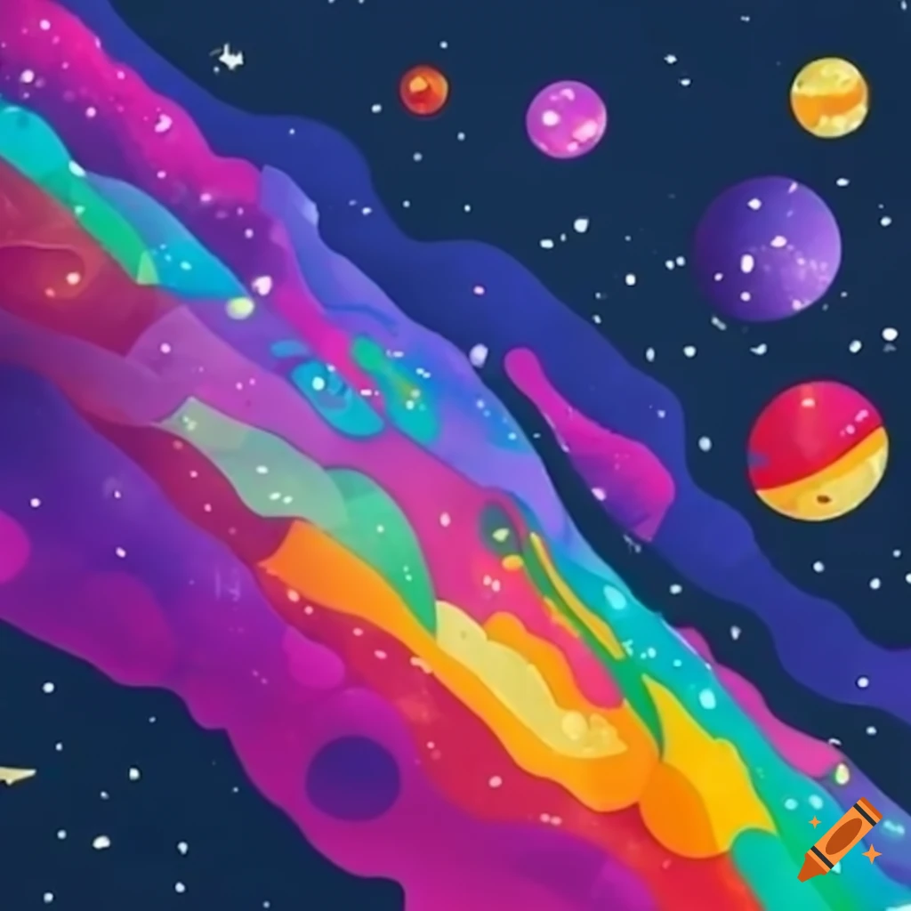Colorful cosmic landscape with google sheets