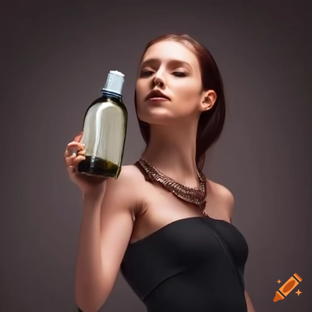  Woman holding a bottle