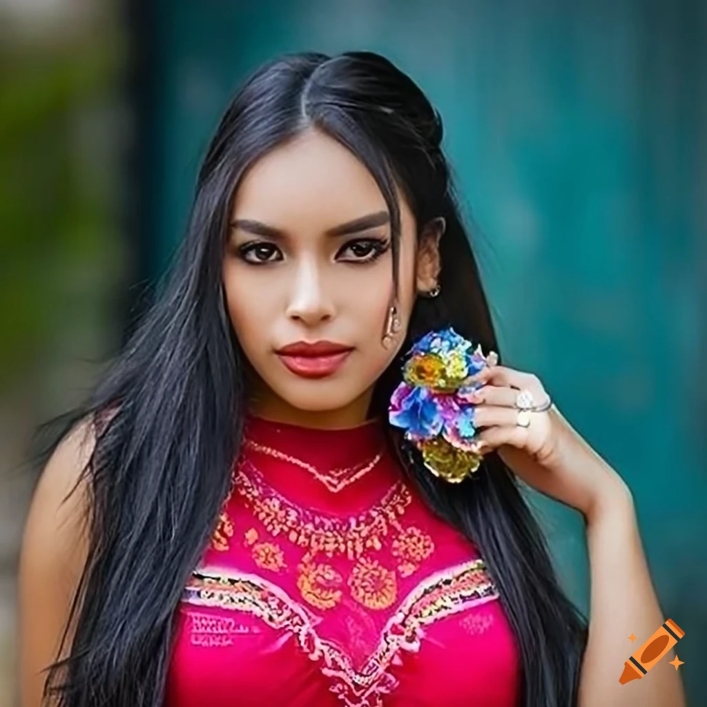 highly detailed portrait of a traditional Mexican girl