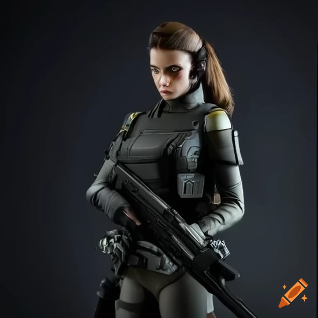 Battle suit science fiction female front view overall view combat suit on  Craiyon