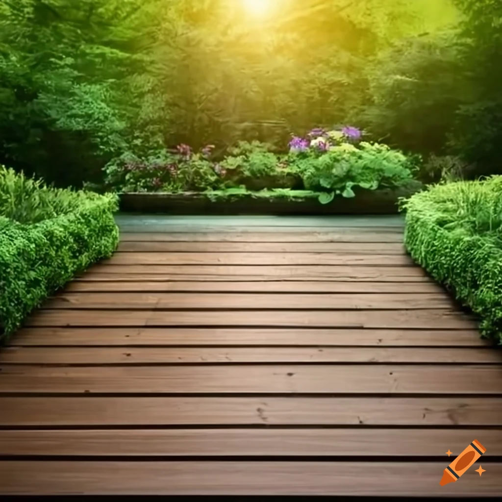 Realistic wooden garden floor on Craiyon