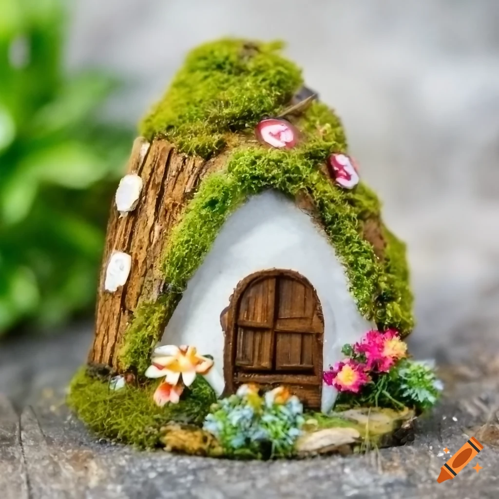 Photo realistic of a hamster in a moss fairy house on Craiyon