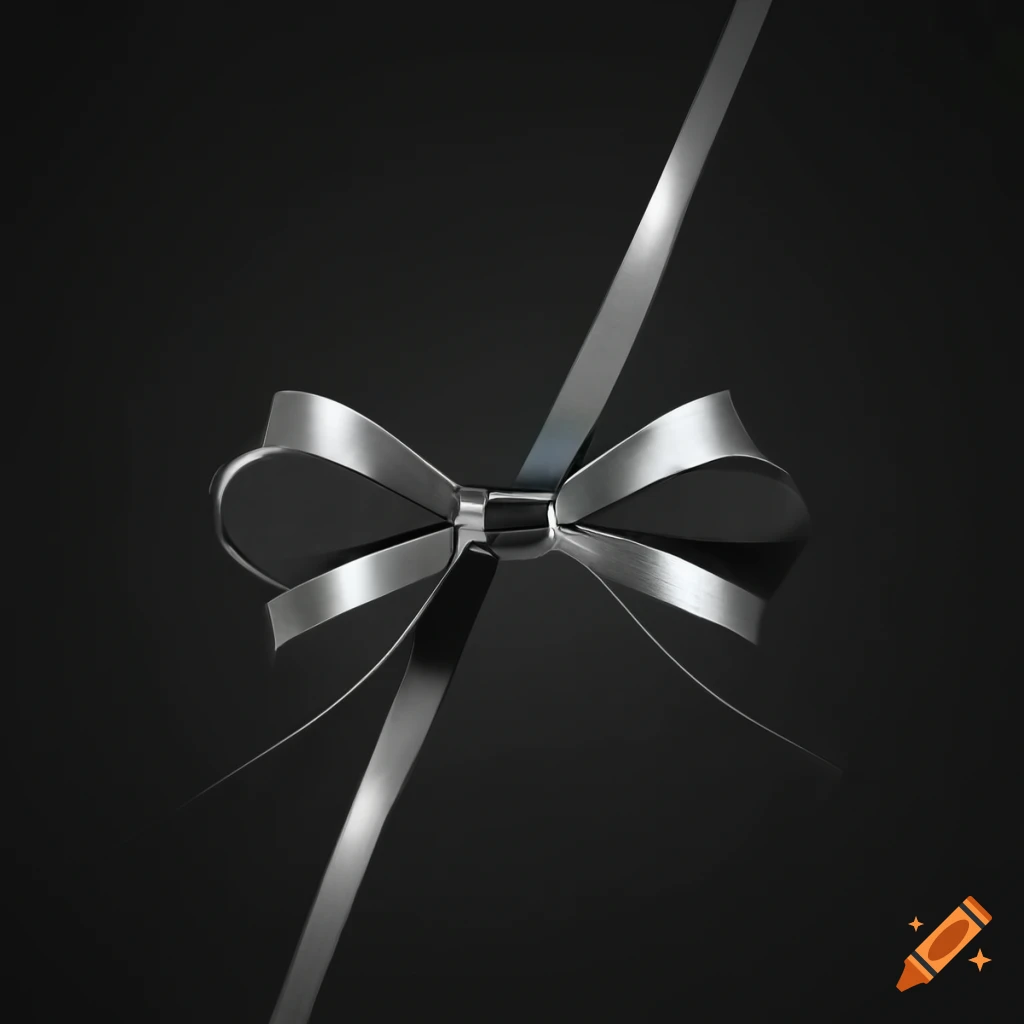 Chrome metal futuristic bow ribbon on Craiyon