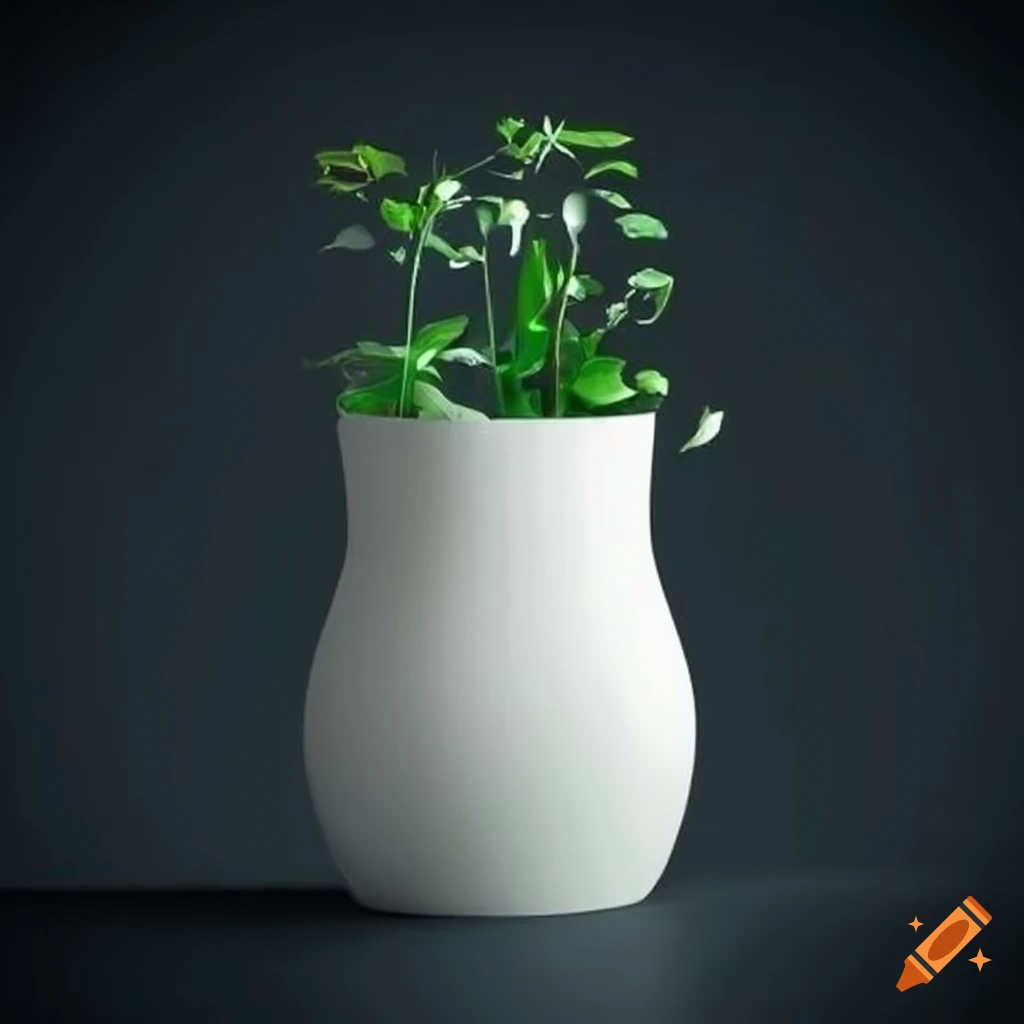 white plastic futuristic flower pot