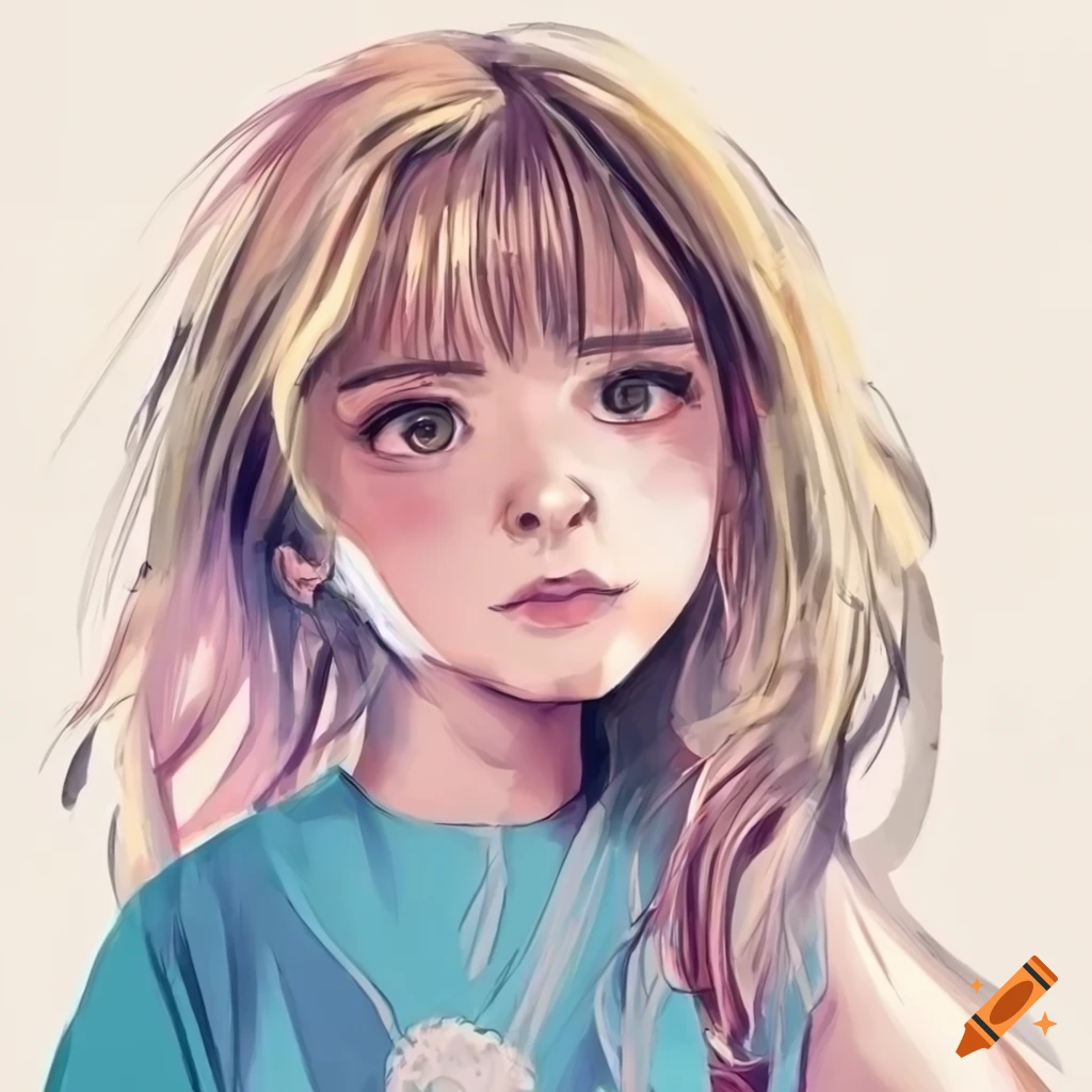 sketch of a girl wearing pajamas