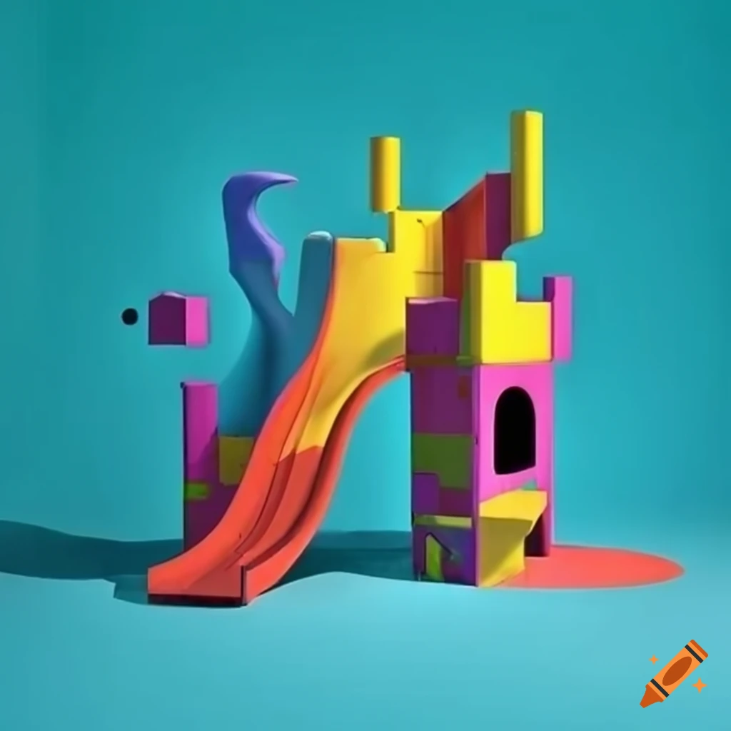 surrealist playground with vibrant colors