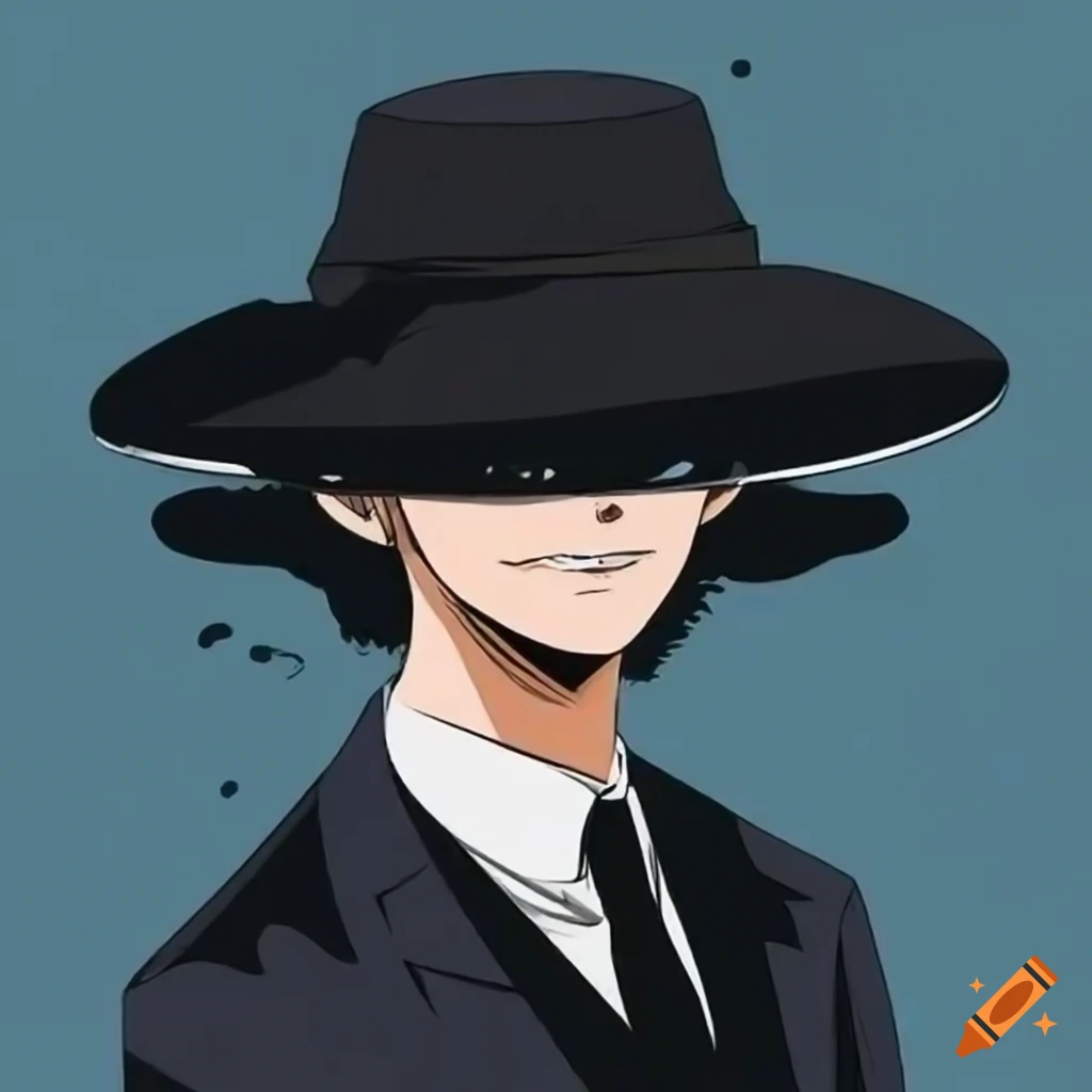 Fashionable Anime inspired Man In A Black Suit And Bucket Hat On Craiyon fashionable-anime-inspired-man-in-a-black-suit-and-bucket-hat-on-craiyon