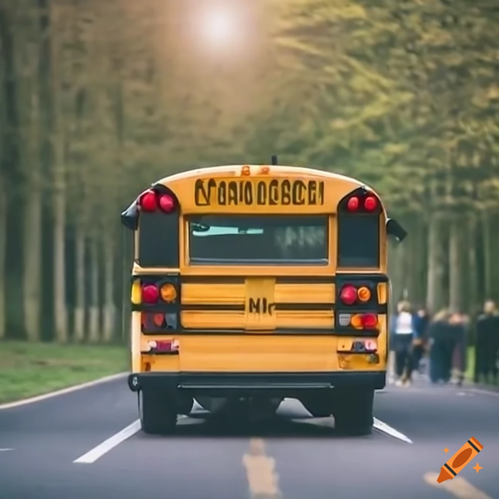 School bus with students heading to school