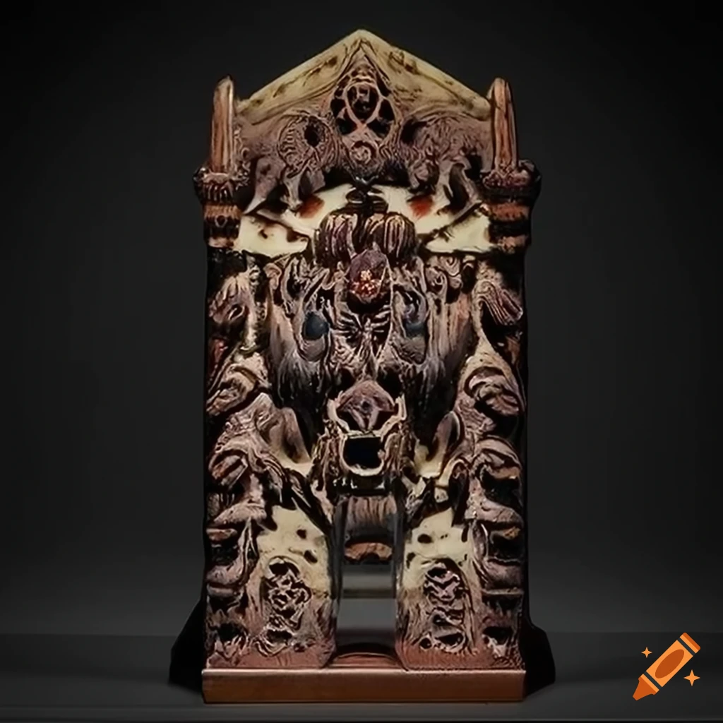 detailed ebony ivory carving with moth werewolf motif