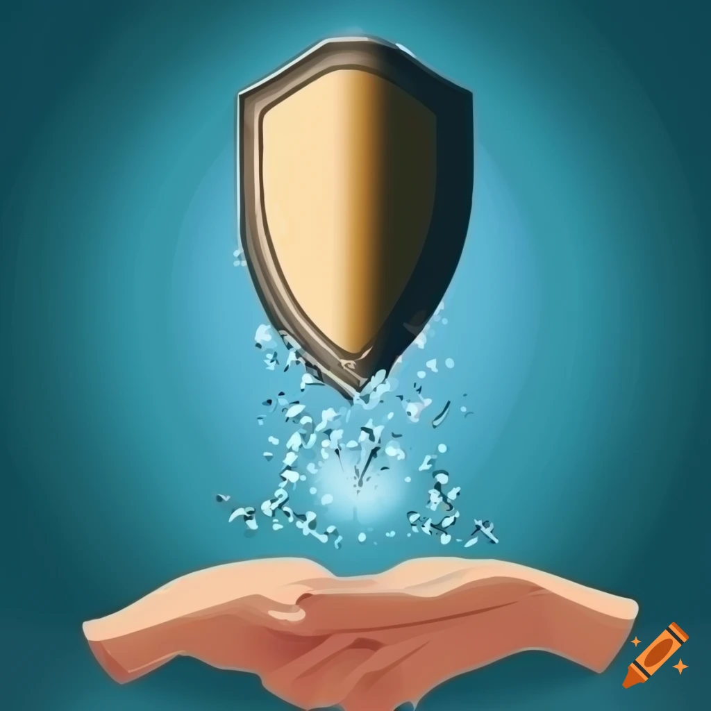 vector art of a shield reflecting a hit
