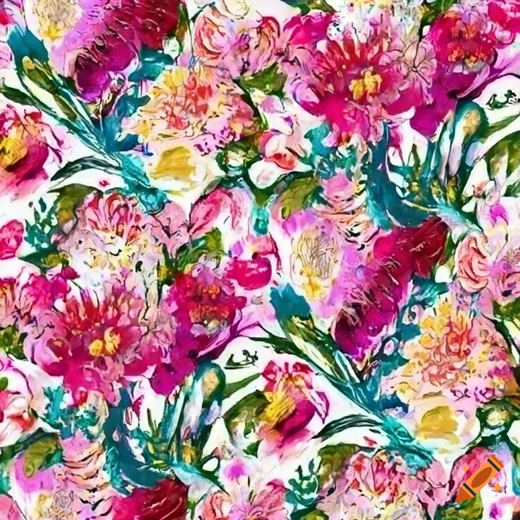 Repeating pattern of chinese oriental flowers on craiyon