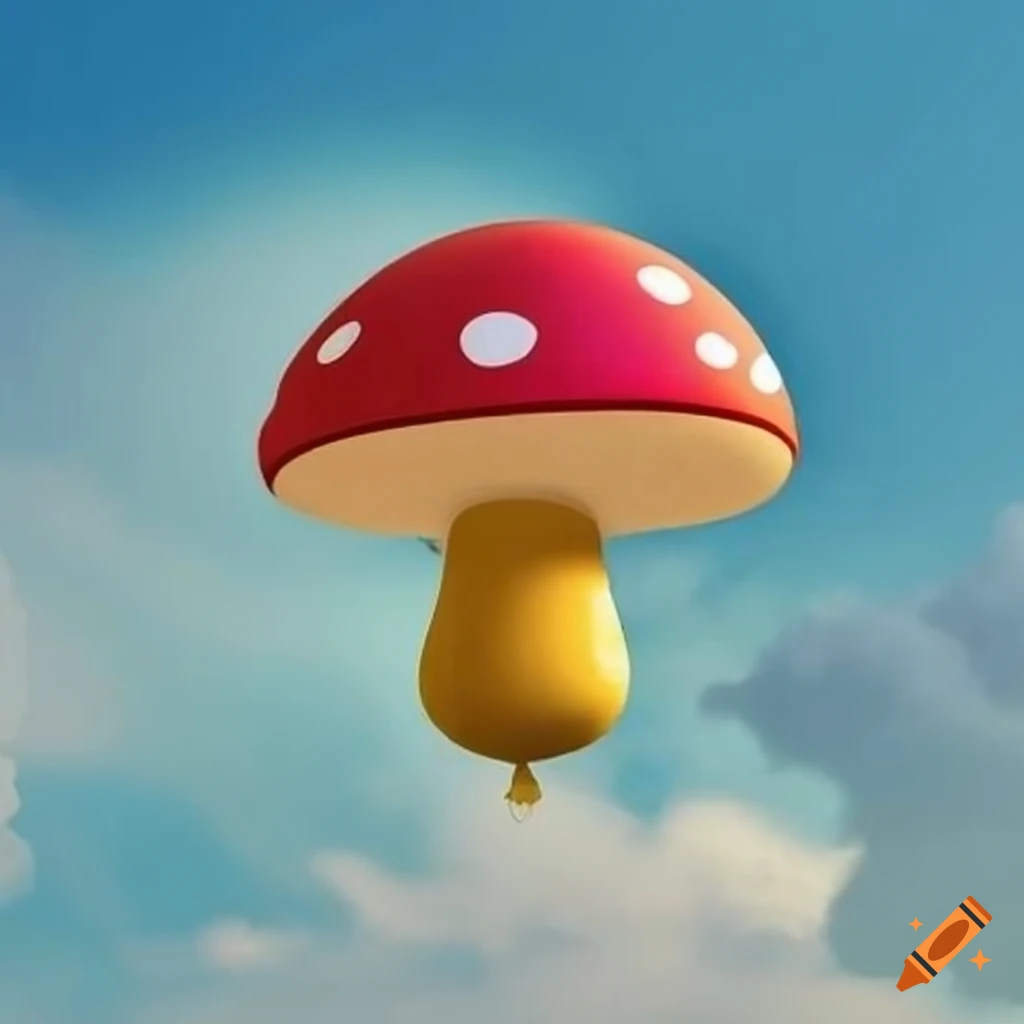 colourful mushroom shaped balloon in the sky