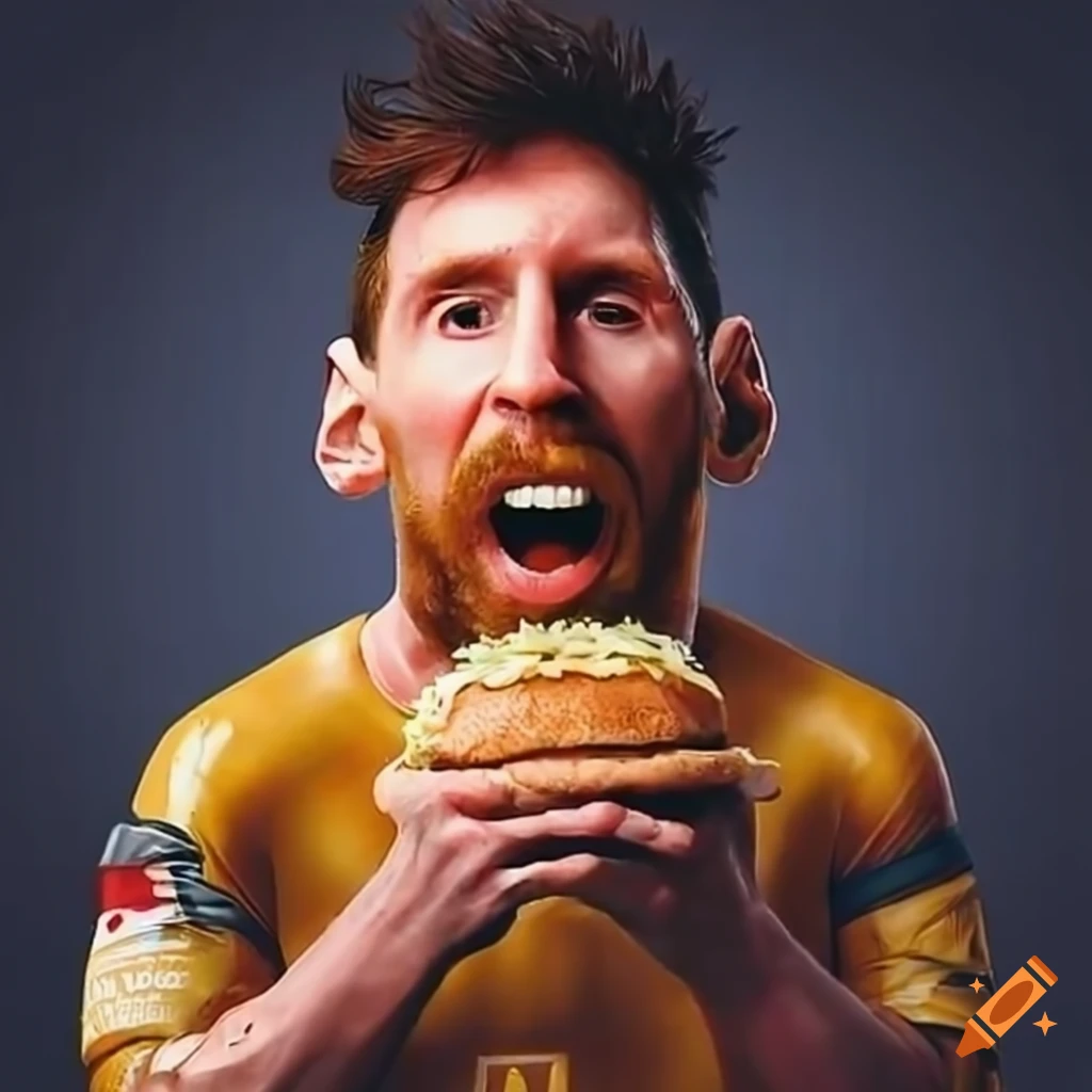 Messi enjoying a burger on Craiyon