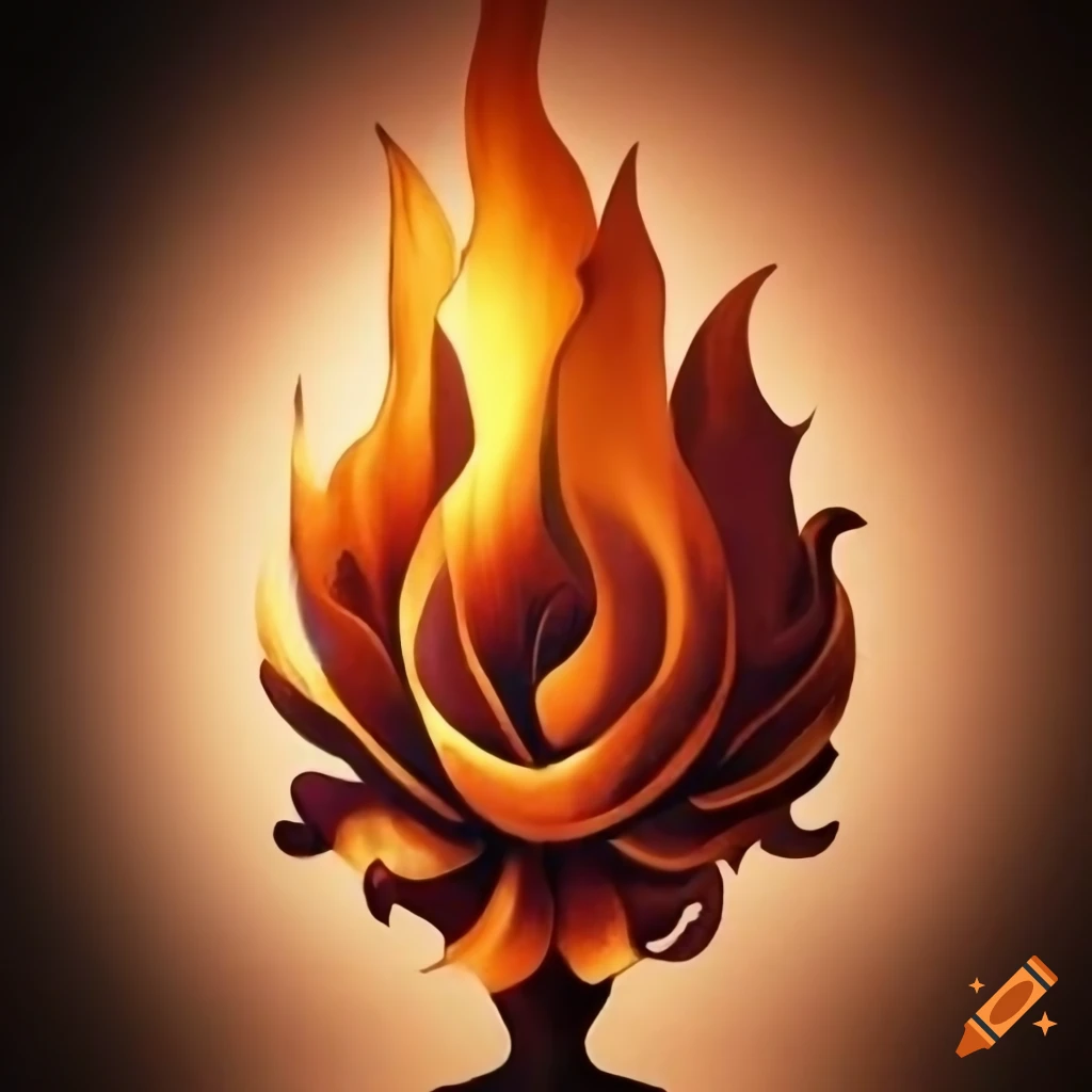 Islamic floral art with burning fire