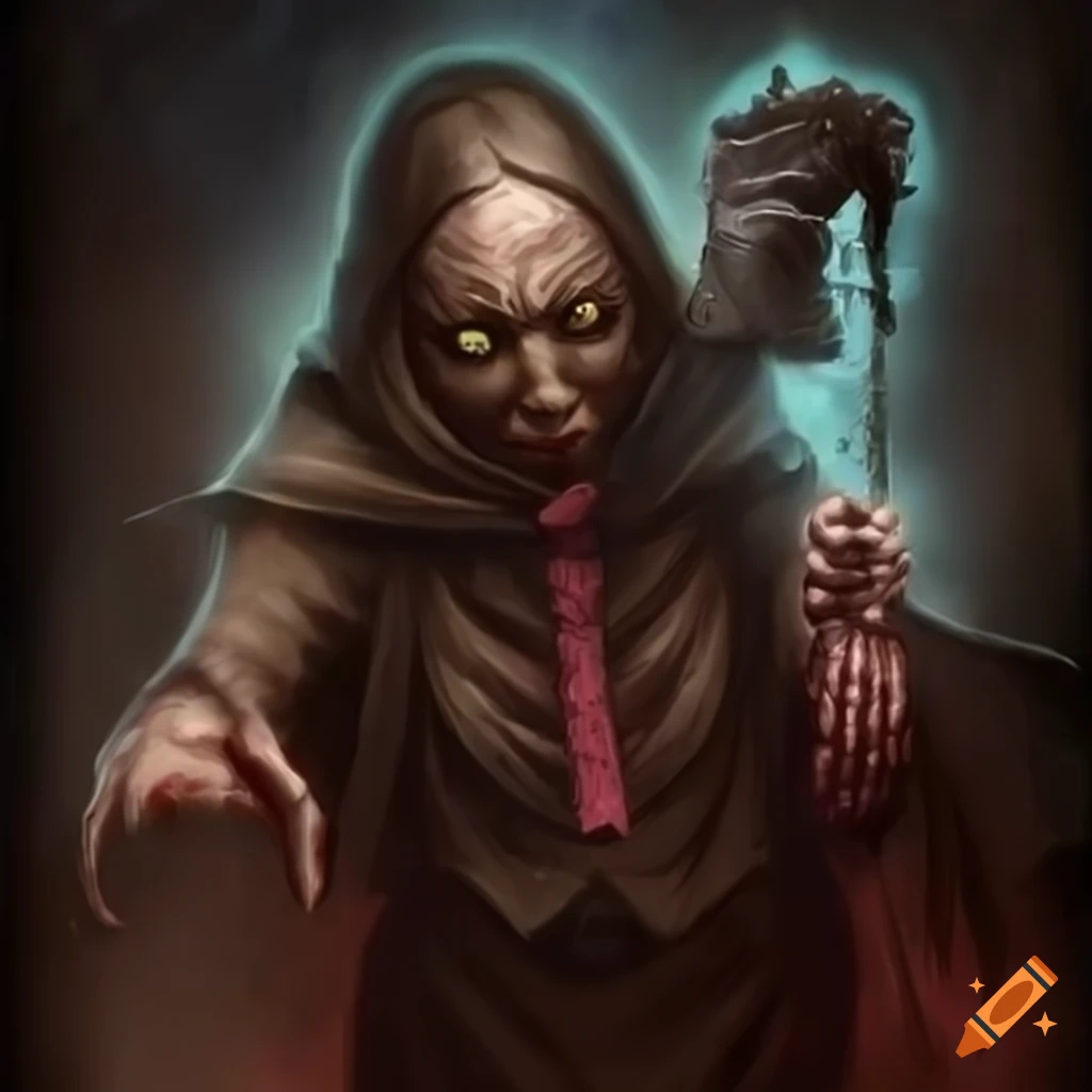 dark fantasy art of magician casting a spell