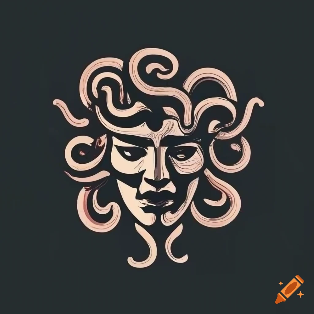 Lineal vector logo of medusa's head