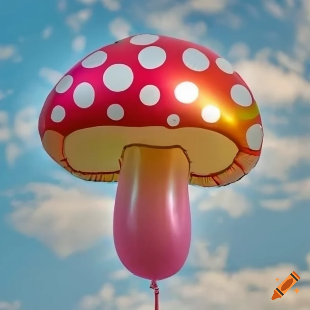 colourful mushroom balloon floating in the sky