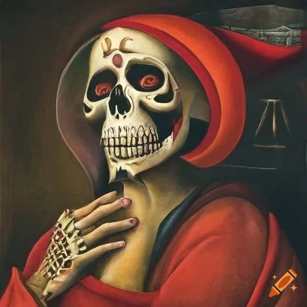 lithograph artwork of Santa Muerte Voodoo Loa