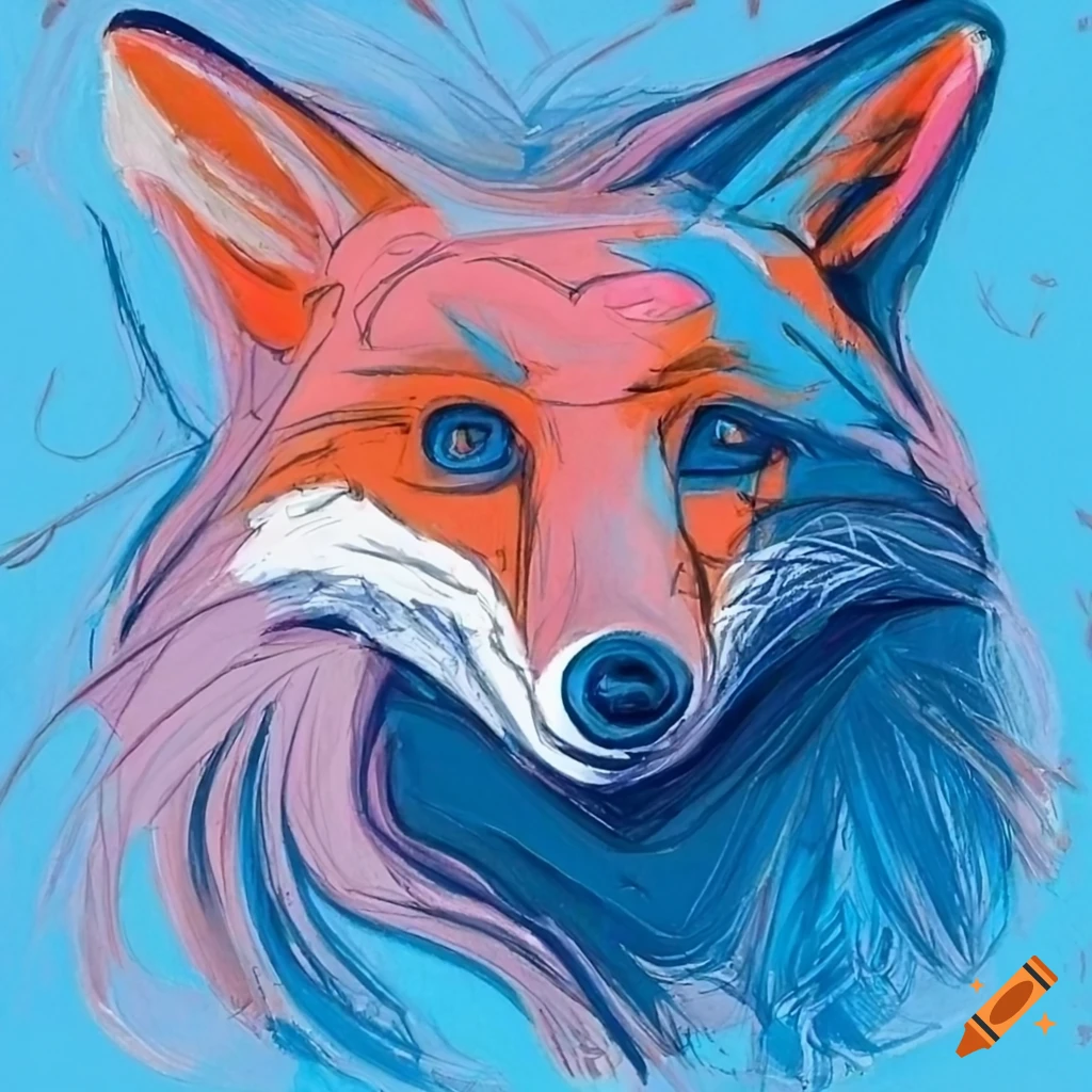 expressionist drawing of a fox's head
