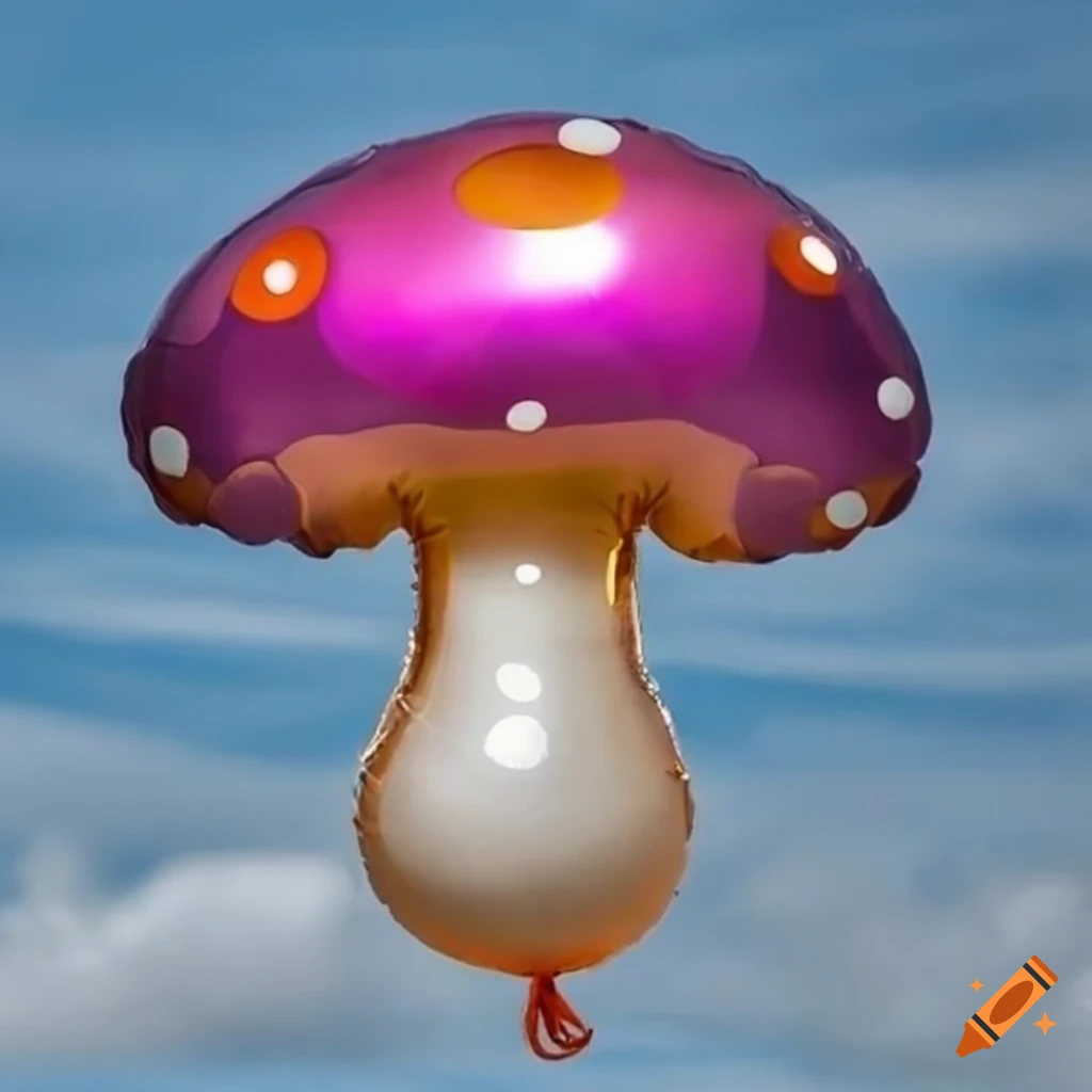 colourful mushroom shaped foil balloon in the sky