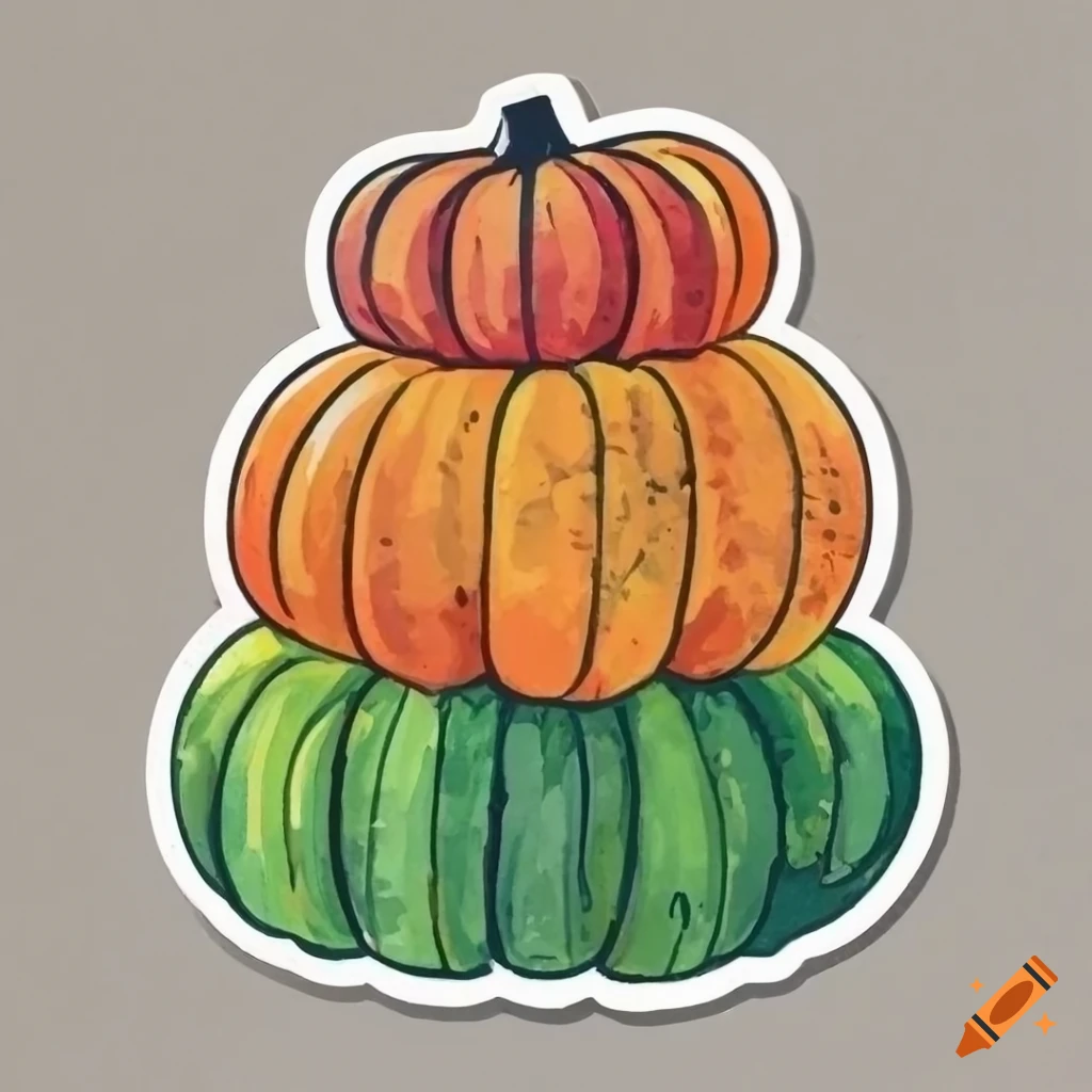watercolor pumpkin cat sticker