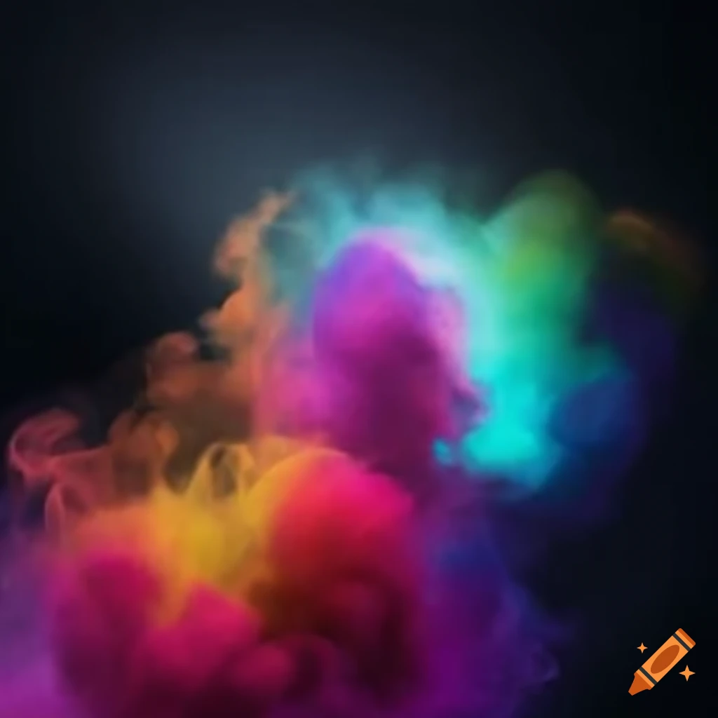 artistic representation of flying lotus in colorful smoke