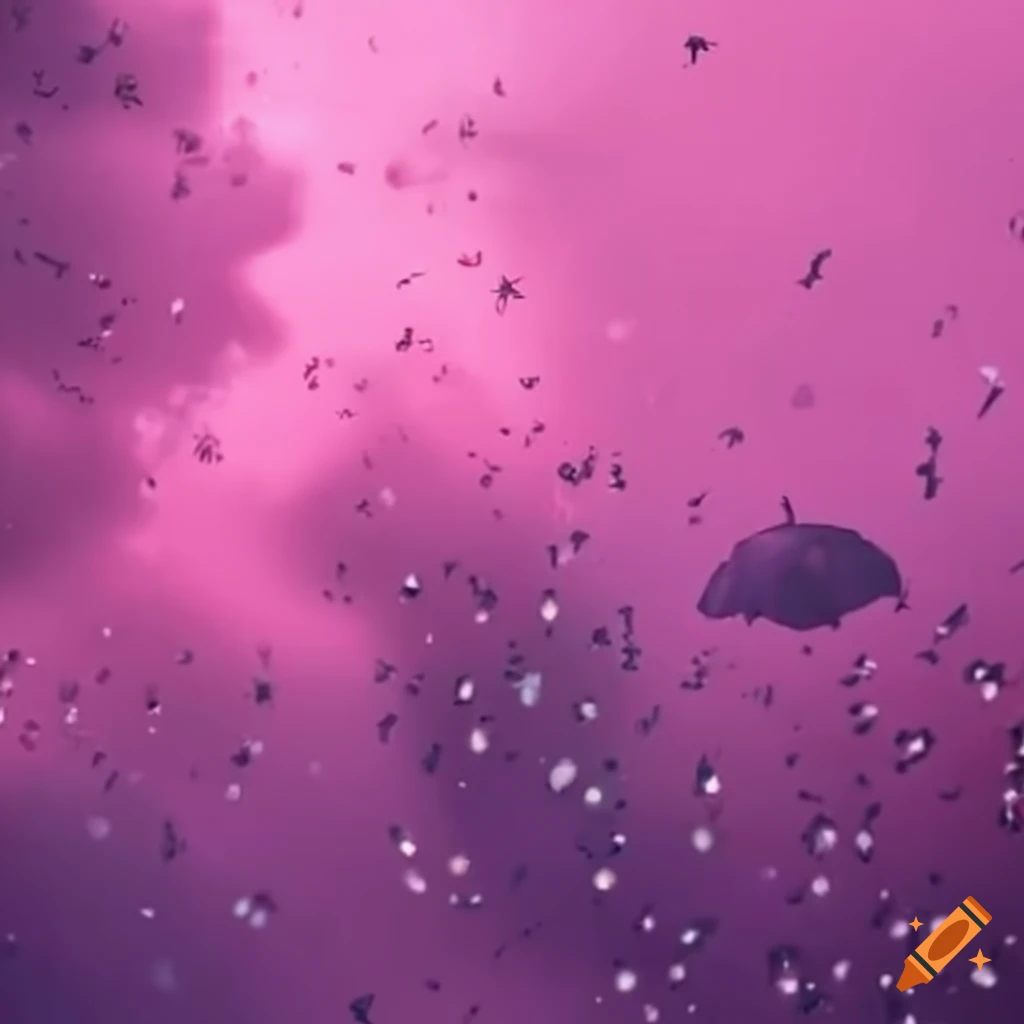 Pink rain in a cloudy day