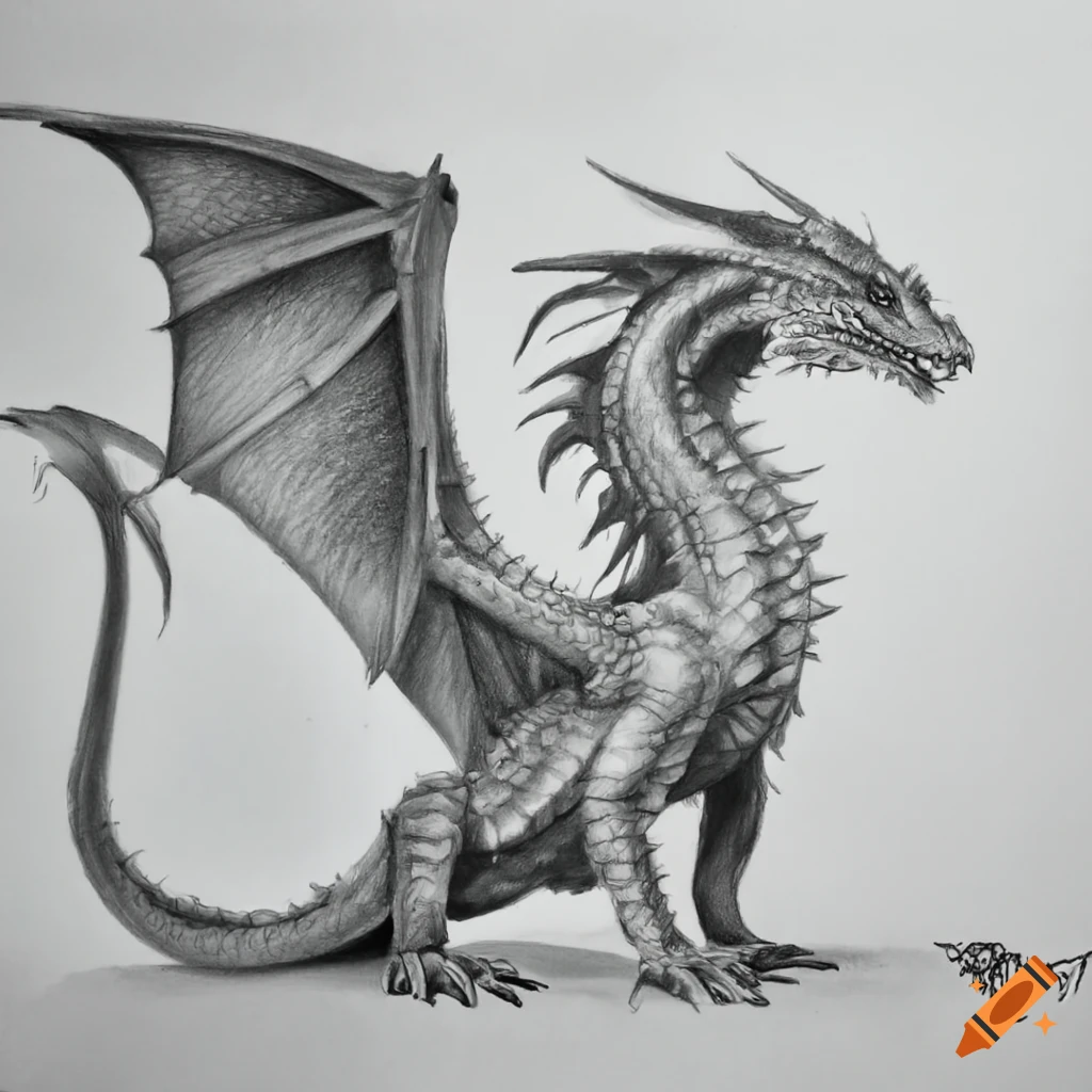 Realistic Dragon Drawing Stock Photo, Picture and Royalty Free Image. Image  205290794.