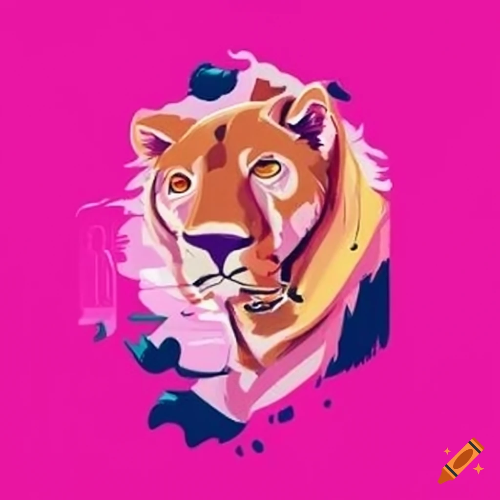Logo of a lioness with a pink martial arts belt on Craiyon