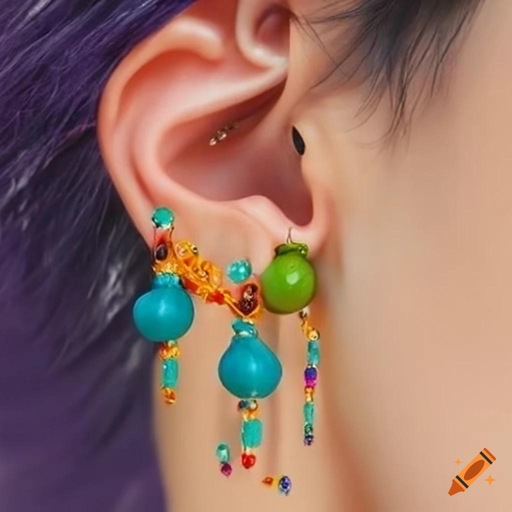 Colorful beaded dangle earrings