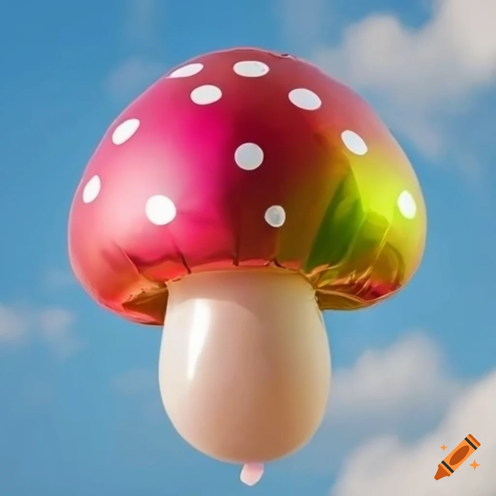 colourful mushroom-shaped balloon in the sky